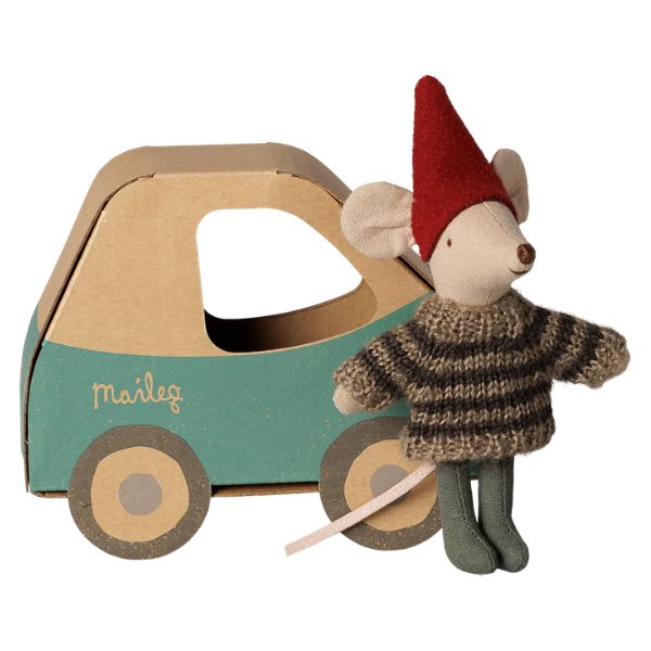 Maileg Christmas Mouse, Little Brother in Car Box