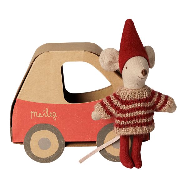 Maileg Christmas Mouse, Little Sister in Car Box