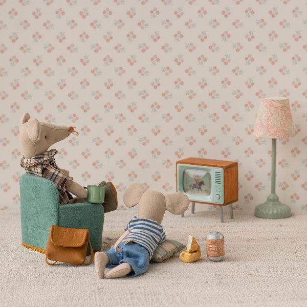 Maileg Mouse Television retro metal miniature TV