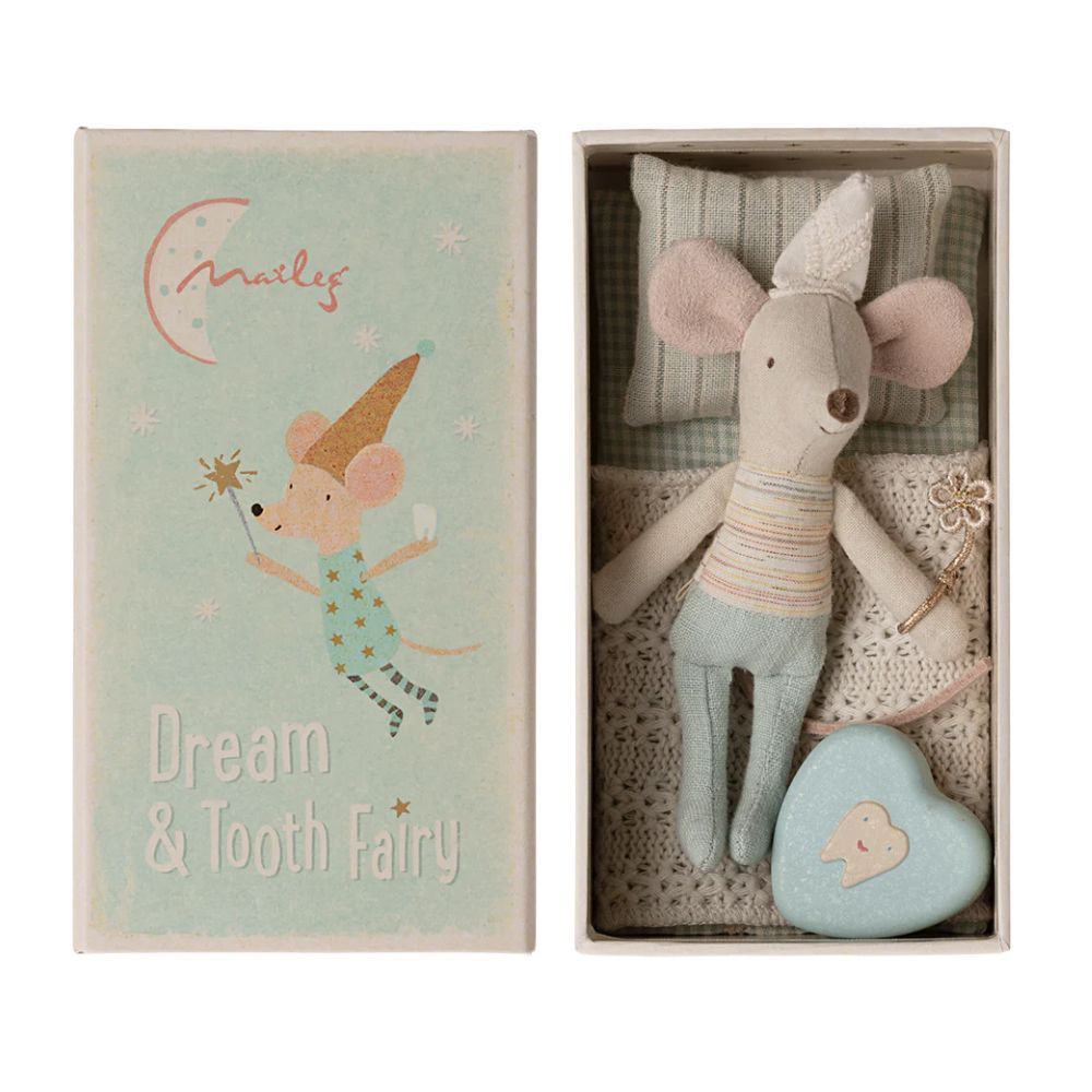 Maileg Dream and Tooth Fairy Mouse In A Matchbox - Blue 1000 x 1000