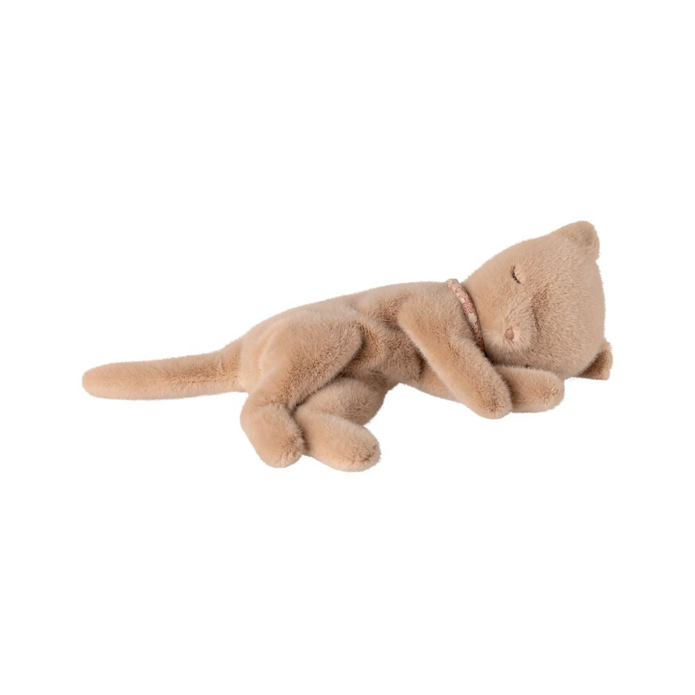 Maileg Sleeping Kitten Soft Toy, Small - Cream Peach
