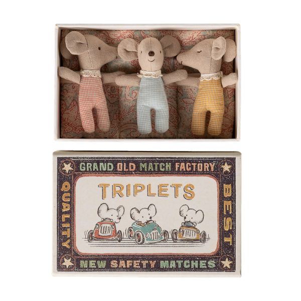 Maileg Triplets, Baby Mice in Matchbox 17-6001-00