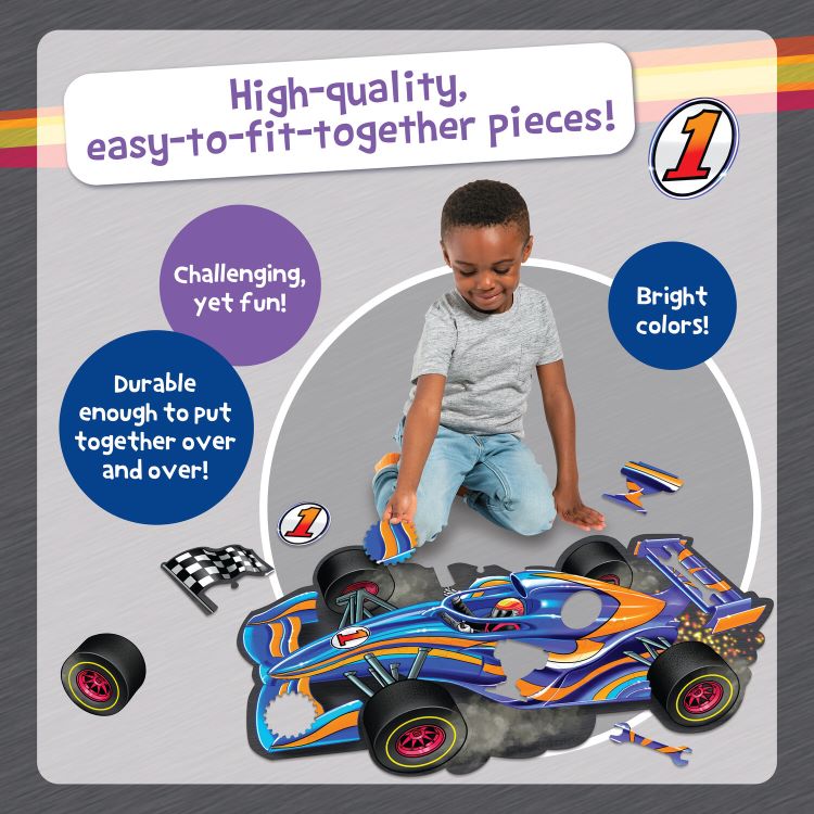 Peaceable Kingdom Shiny Racecar Floor Puzzle