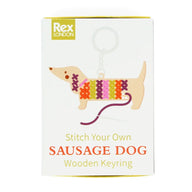Rex London - Stitch Your Own Wooden Keyring - Sausage Dog