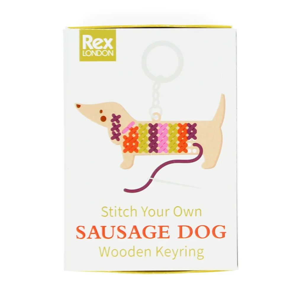 Rex London - Stitch Your Own Wooden Keyring - Sausage Dog