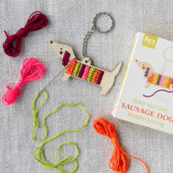 Rex London - Stitch Your Own Wooden Keyring - Sausage Dog