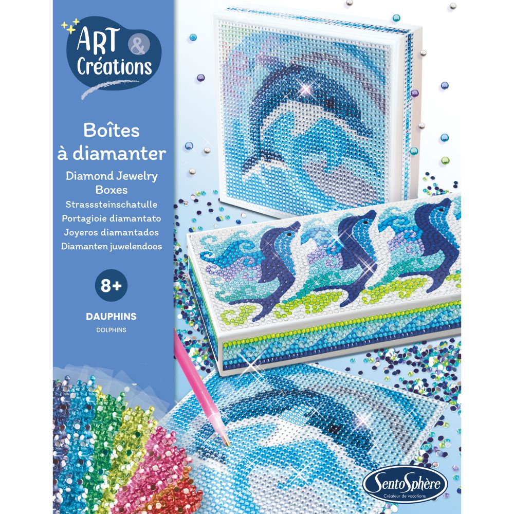 Diamond Art Jewellery Boxes Making Kit for Kids - Dolphins