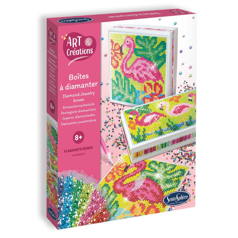 Diamond Art Jewellery Boxes Making Kit for Kids - Flamingos