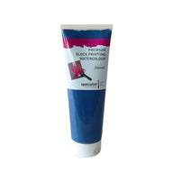 Tube of premium block printing watercolor paint on a white background