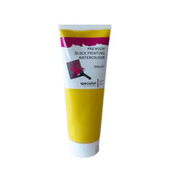 Tube of premium block printing watercolor paint on a white background