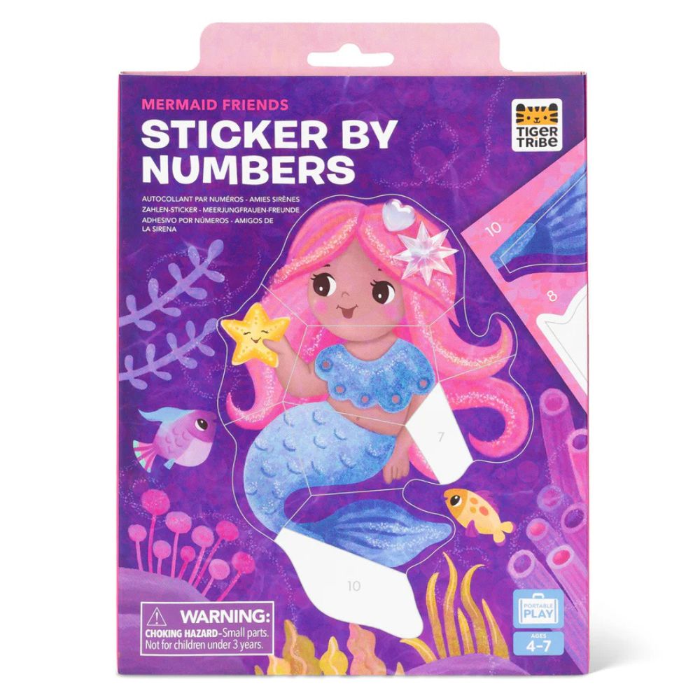 Tiger Tribe Sticker By Numbers - Mermaid Friends - Travel Activity Set