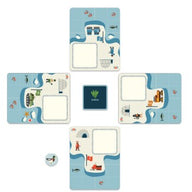Shuffle the ‘Ocean’ cards and place them
face down in the centre of the table to make
the draw pile.
Each player chooses their mini-board and
places it in front of them (with 2 players,
take boards 1 and 2; with 3 players, boards
1 to 3; and with 4 players, all the boards)
