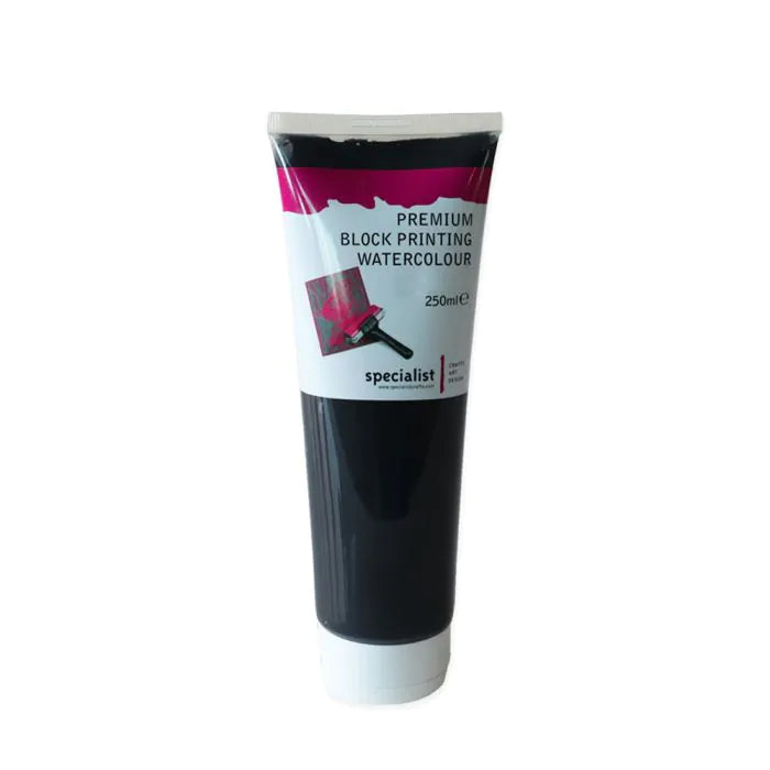 Specialist Crafts Premium Block Printing Watercolour Black - 250ml Tubes