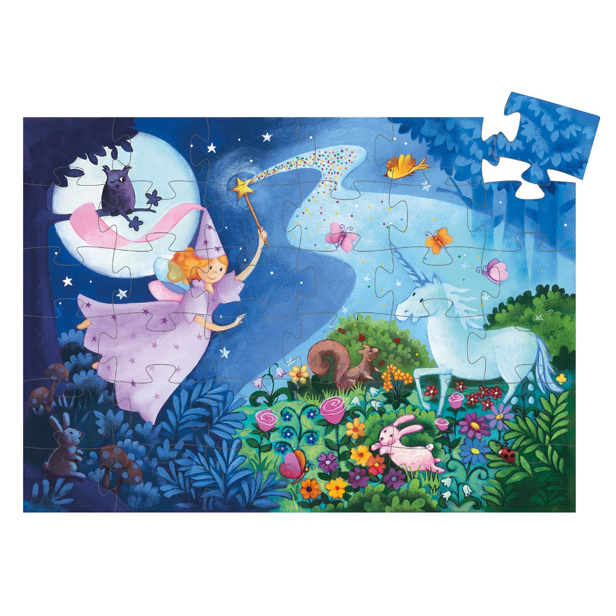 Djeco Silhouette Puzzle Fairy & Unicorn