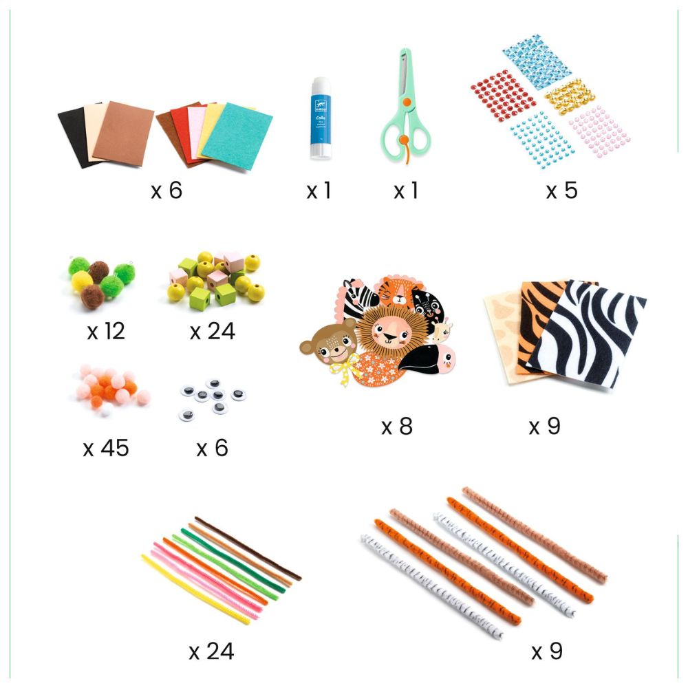 Djeco Make Your Own Jungle Animals Craft Kit for Ages 3-6 yrs